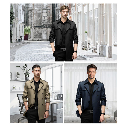 ⏳Limited-time 50% off⏰Men's Double-Breasted Windproof Trench Coat🧥