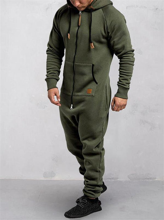 🎁New Arrivals 50% OFF💥Hooded Fleece Solid Color Jumpsuit