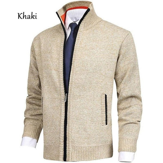 💥Men's Solid Color Standing Collar Fashion Cardigan Sweater Knit Jacket