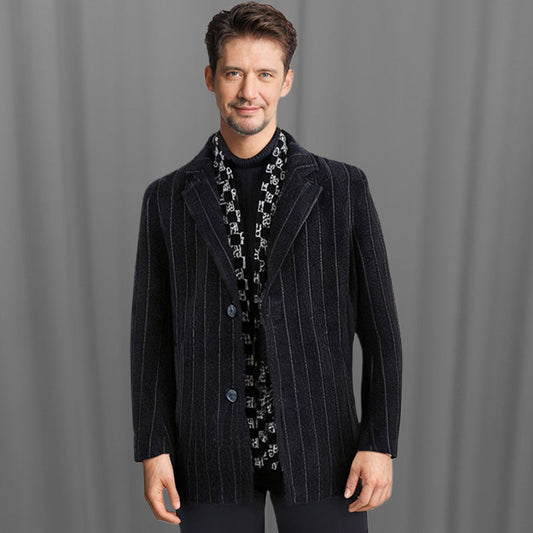 FREE SHIPPING🎁Men’s Stylish Notched Lapel Winter Tweed Jacket with White Duck Down Lining