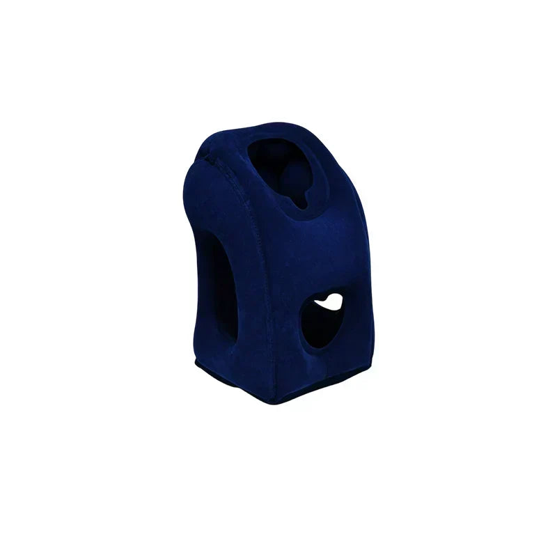 ✈️ Inflatable Ergonomic Hollow-Cutout Travel Pillow – PVC Flocking, Quick Inflate, With Storage Bag ✨