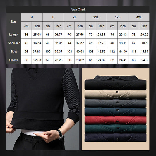 💕Men's Lapel Faux Two-Piece Knitted Shirt