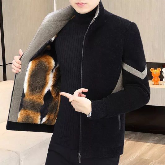 Men's Faux Wool Casual Zipper Jacket