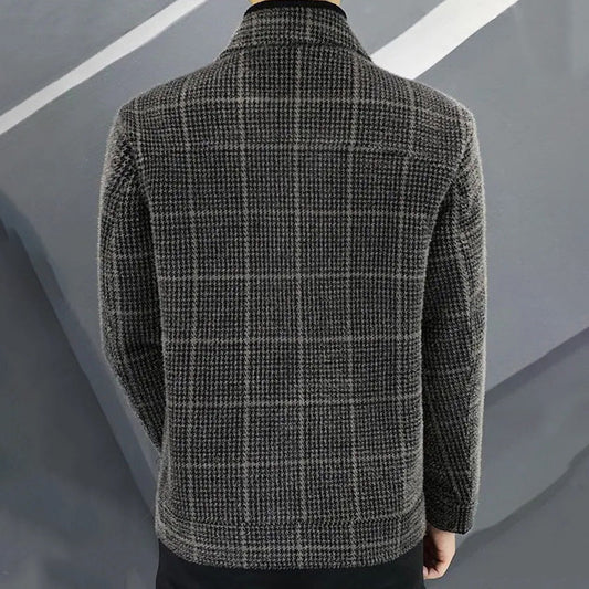 ✨New Arrival✨Men's Fashion Plaid Warm Lapel Jacket(50% OFF)