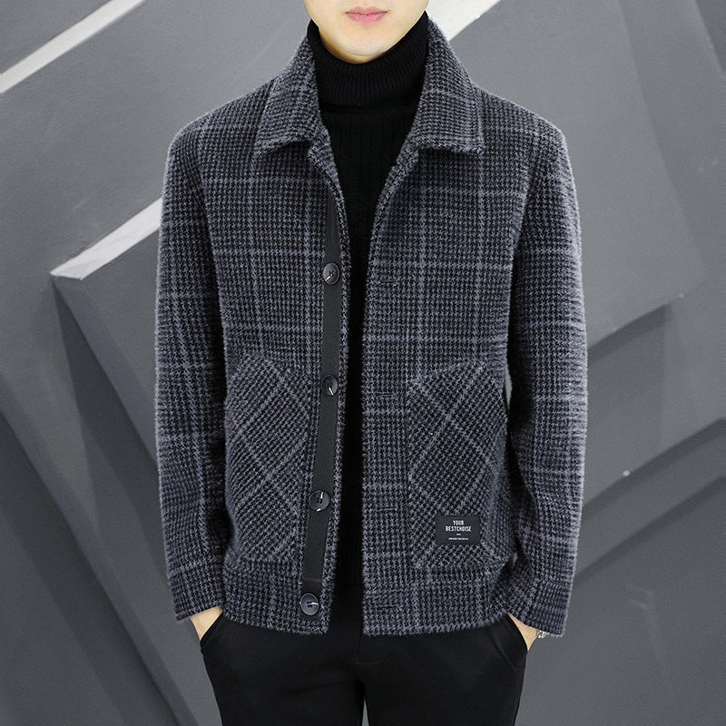 ✨New Arrival✨Men's Fashion Plaid Warm Lapel Jacket(50% OFF)
