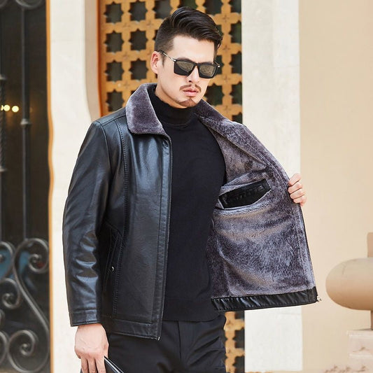 Men's Versatile Padded Lapel PU Leather Jacket(50% OFF)