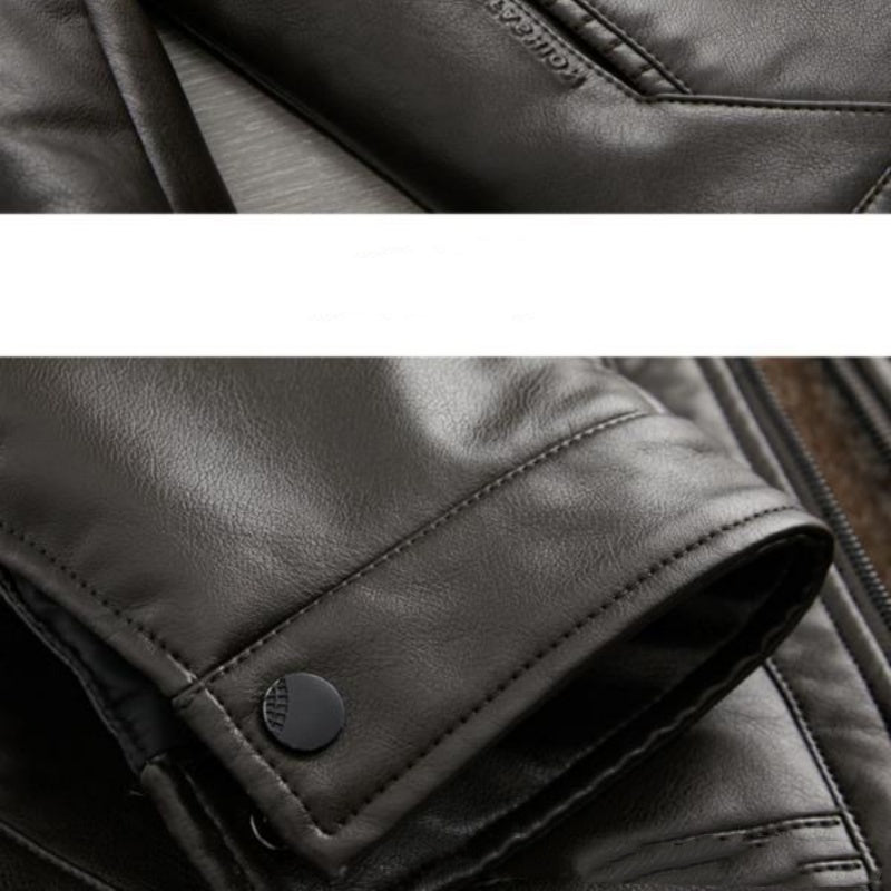 Men's Versatile Padded Lapel PU Leather Jacket(50% OFF)