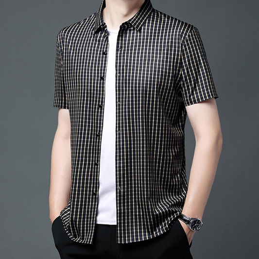 👑Men's Business Casual Short Sleeve Plaid Shirt