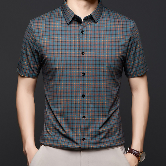 Men’s Casual Plaid Short Sleeve Shirt(50% OFF)