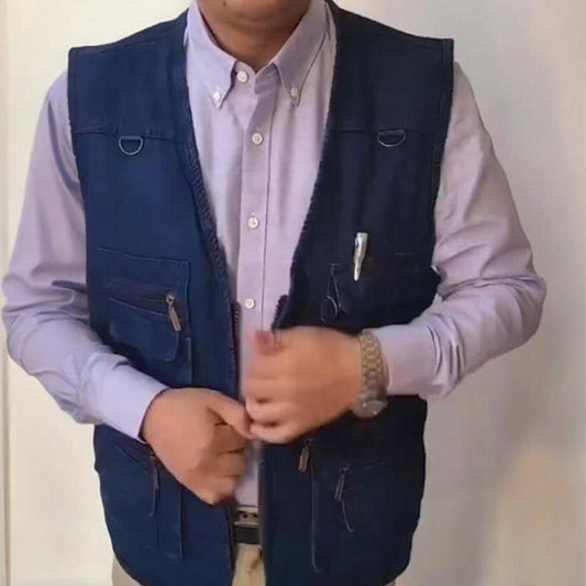 Men's Cotton Denim Vest-Plush Lining & Unlined Styles