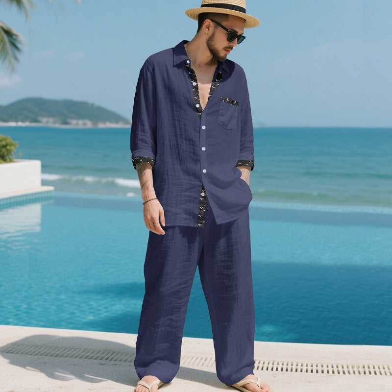Men’s Casual Loose Shirt & Pants 2-Piece Set