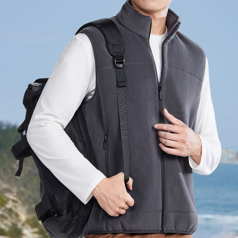Men's Stand Collar Thickened Full Zip Vest