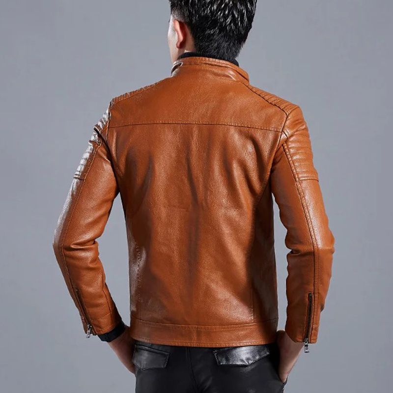 š„Limited-time offerš„Menās Stand Collar Biker Leather Jacket