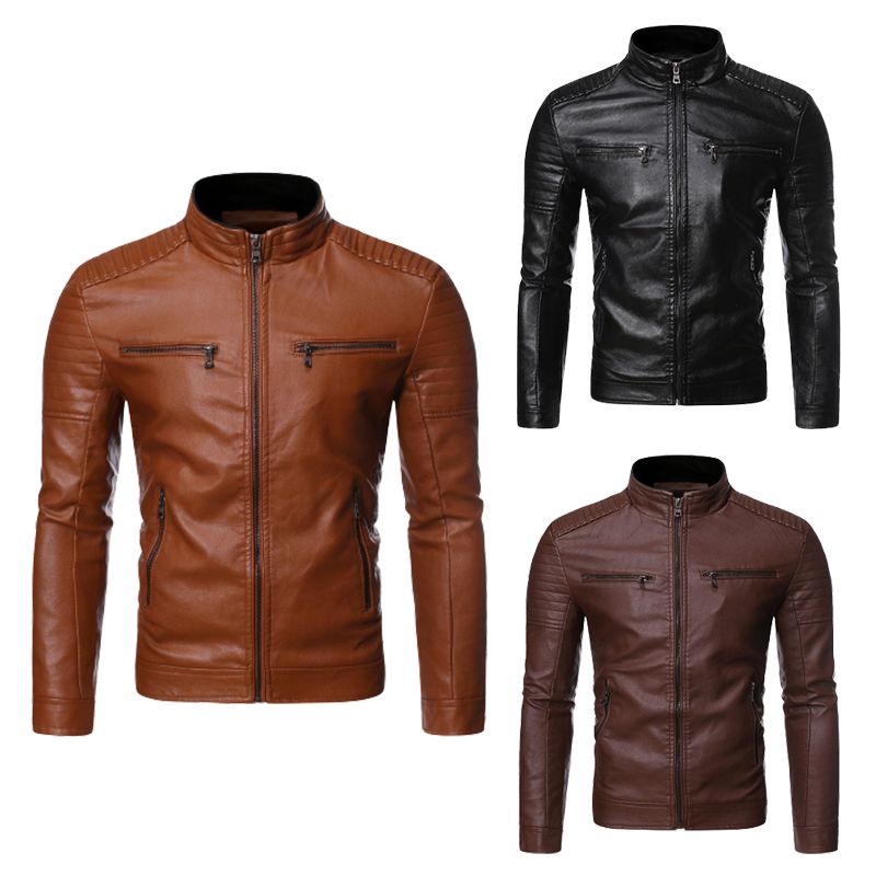 š„Limited-time offerš„Menās Stand Collar Biker Leather Jacket