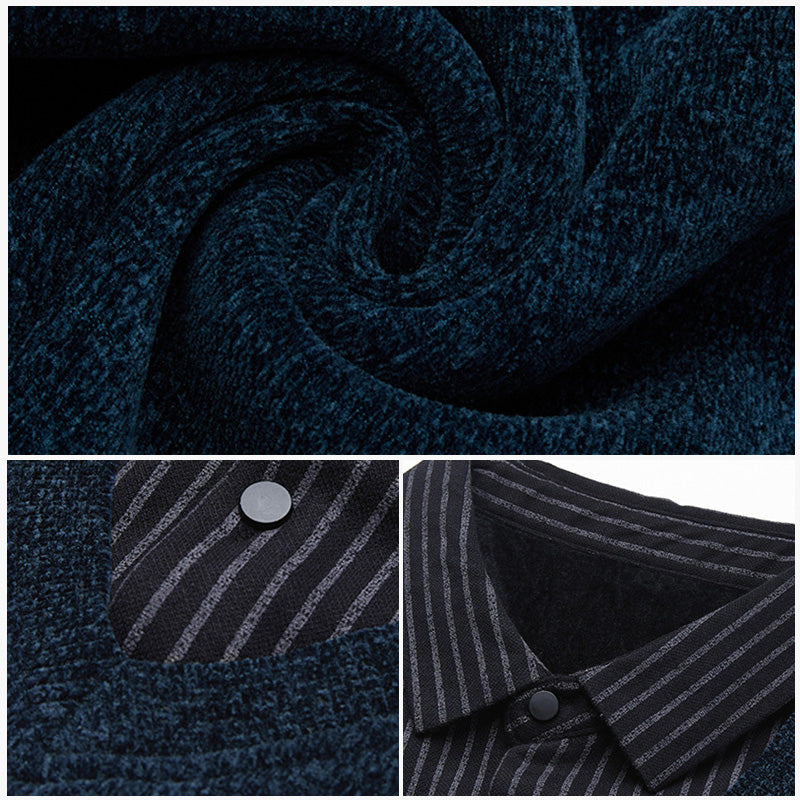 Men's Faux Plush Shirt&Sweater Fake 2-piece Top