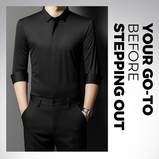 Men's Hidden Zipper Shirt / Easy to Put On and Take Off