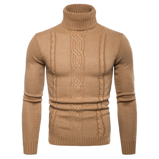 🔥Men's Slim Fit Cable Knit Turtleneck Sweater