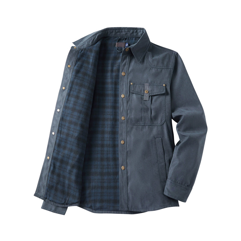 š„Menās Flannel-Lined Western Snap Jacket