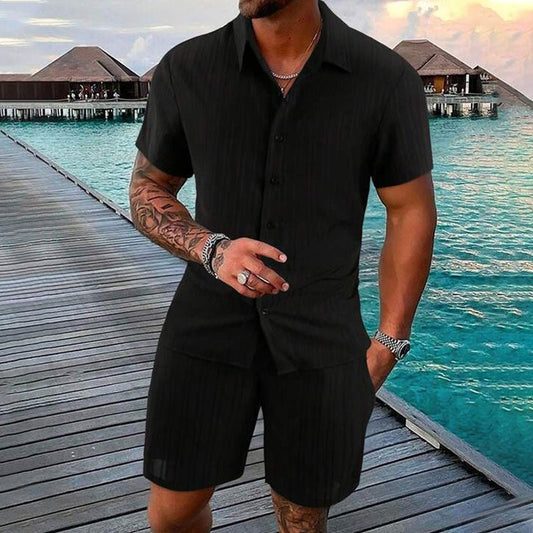 💎 50% OFF! 💎 Men’s 2-Piece Loose Shirt & Shorts Set – Breathable, Relaxed Fit & Effortless Summer Style 👕🩳
