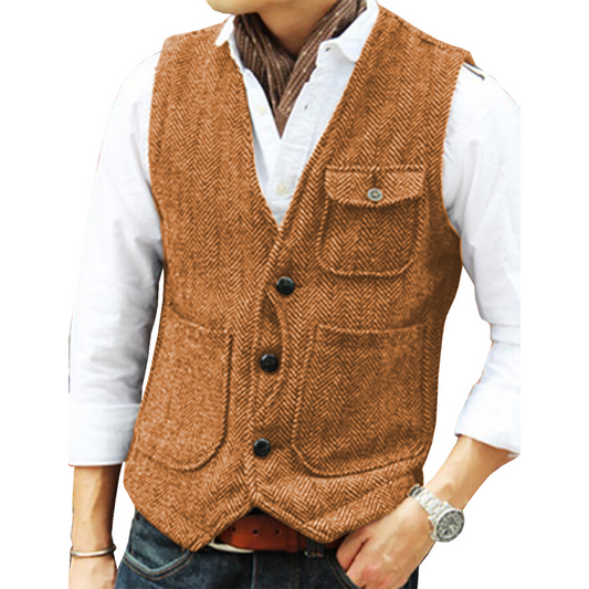 Men's Classic Herringbone Tweed Vest