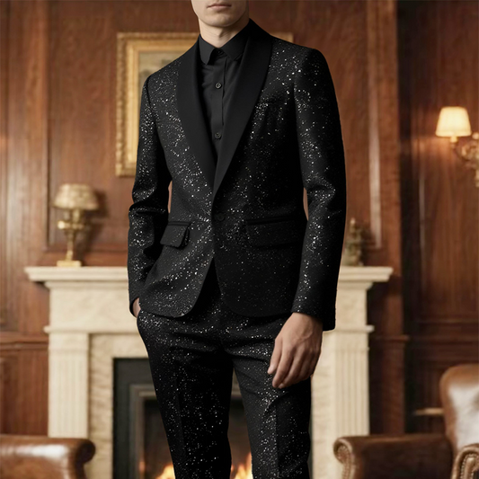 Men's Black Sparkle Tuxedo Suit Set