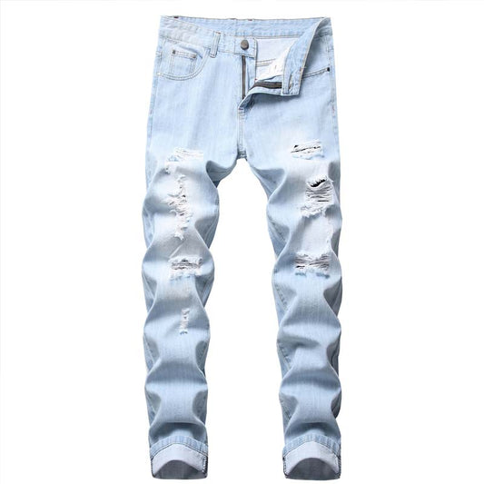 Men's Slim Straight Ripped Jeans
