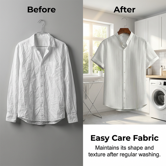 👔 LIMITED-TIME 50% OFF! ✨ Men's Textured 2-Piece Shirt & Pants Set – Breathable, Stand Collar, Elastic Waist 🌿