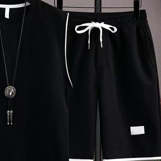 ✨ Men’s Minimalist Tank & Shorts Set – Waffle Knit, Drawstring Waist, Coordinated 🌿