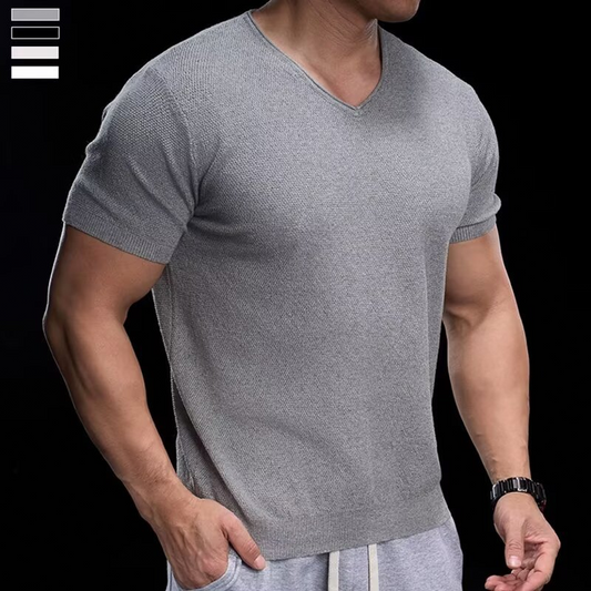 📢50% OFF !! ⏰Breathable V-Neck Knit Tee