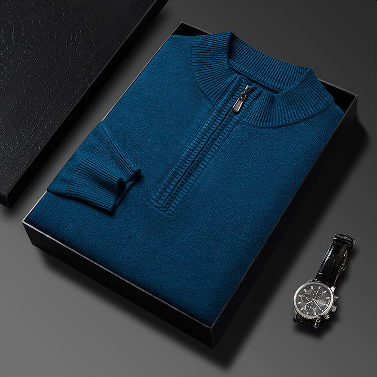 Men's Wool Sweater Half Turtleneck Zip-up Sweater(50% OFF)