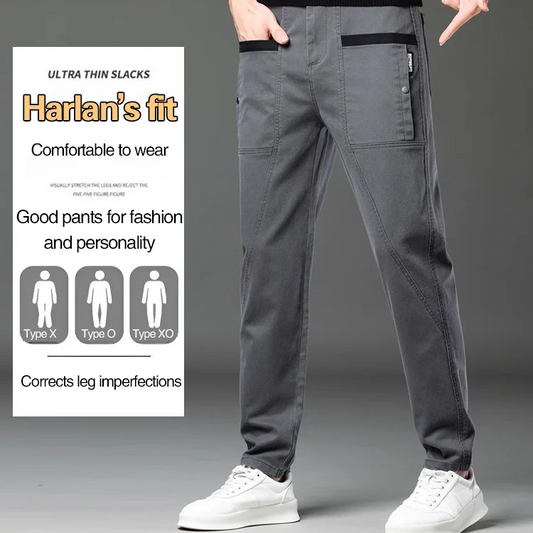 Men's Casual Stretch Straight Leg Pants with Large Pockets(50% OFF)