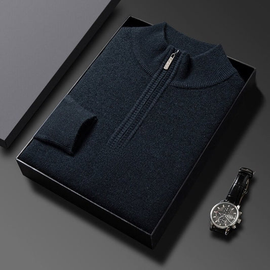 Men's Wool Sweater Half Turtleneck Zip-up Sweater(50% OFF)