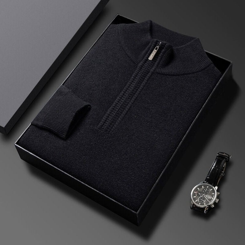 Men's Wool Sweater Half Turtleneck Zip-up Sweater(50% OFF)