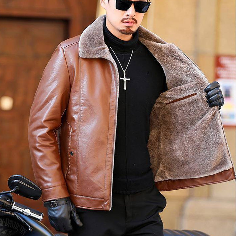 Faux Fleece Lined PU Leather Warm Jacket — 💐Spring Sale 50% Off🎉