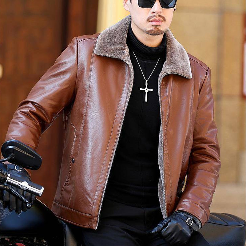 Faux Fleece Lined PU Leather Warm Jacket — 💐Spring Sale 50% Off🎉