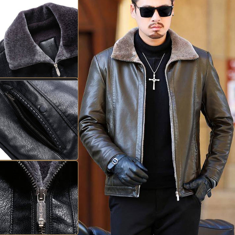 Faux Fleece Lined PU Leather Warm Jacket — 💐Spring Sale 50% Off🎉
