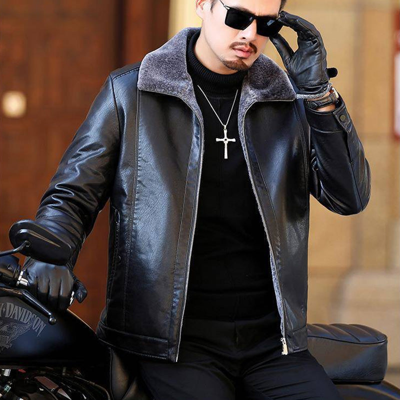 Faux Fleece Lined PU Leather Warm Jacket — 💐Spring Sale 50% Off🎉