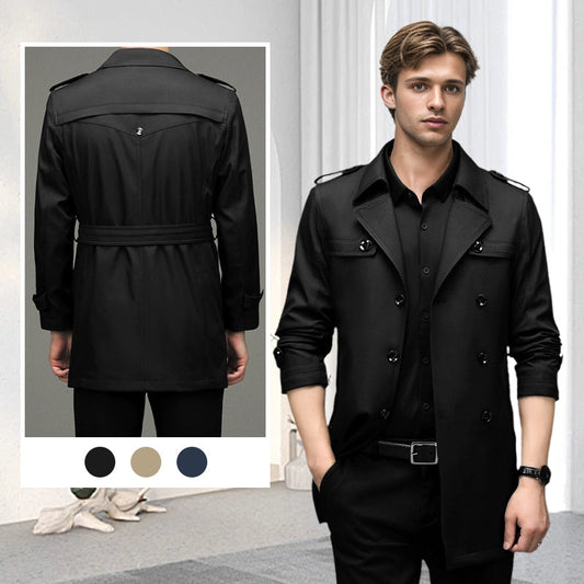 ⏳Limited-time 50% off⏰Men's Double-Breasted Windproof Trench Coat🧥