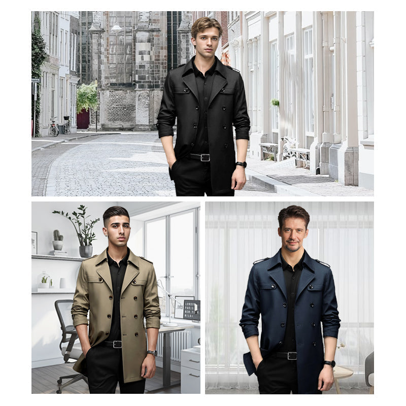 ⏳Limited-time 50% off⏰Men's Double-Breasted Windproof Trench Coat🧥
