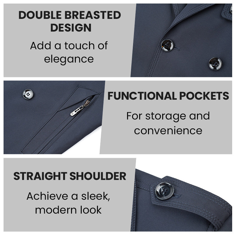 ⏳Limited-time 50% off⏰Men's Double-Breasted Windproof Trench Coat🧥