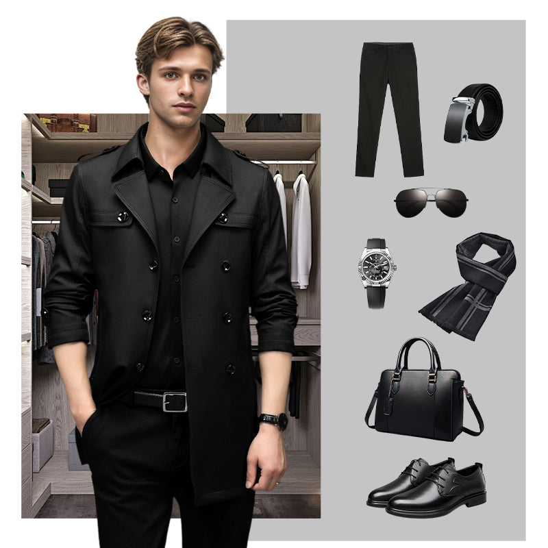 ⏳Limited-time 50% off⏰Men's Double-Breasted Windproof Trench Coat🧥