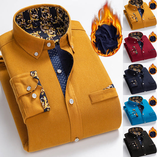 Hot Sale - 50% OFF💥Men's High Quality Corduroy Warm Winter Shirt Thick Fleece