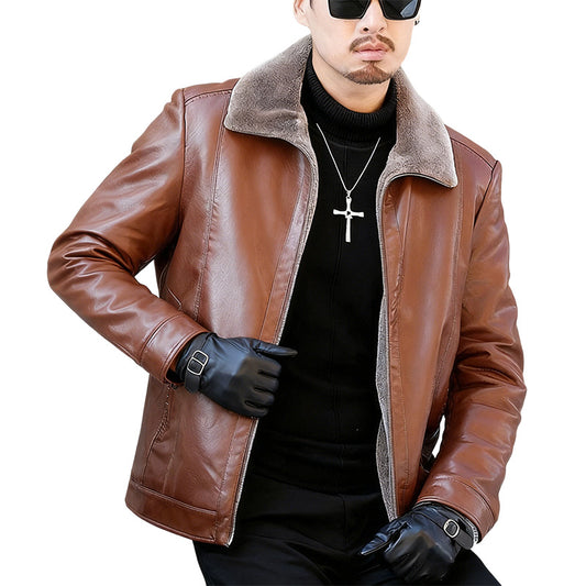 Faux Fleece Lined PU Leather Warm Jacket — ❄️Winter Sale 50% Off