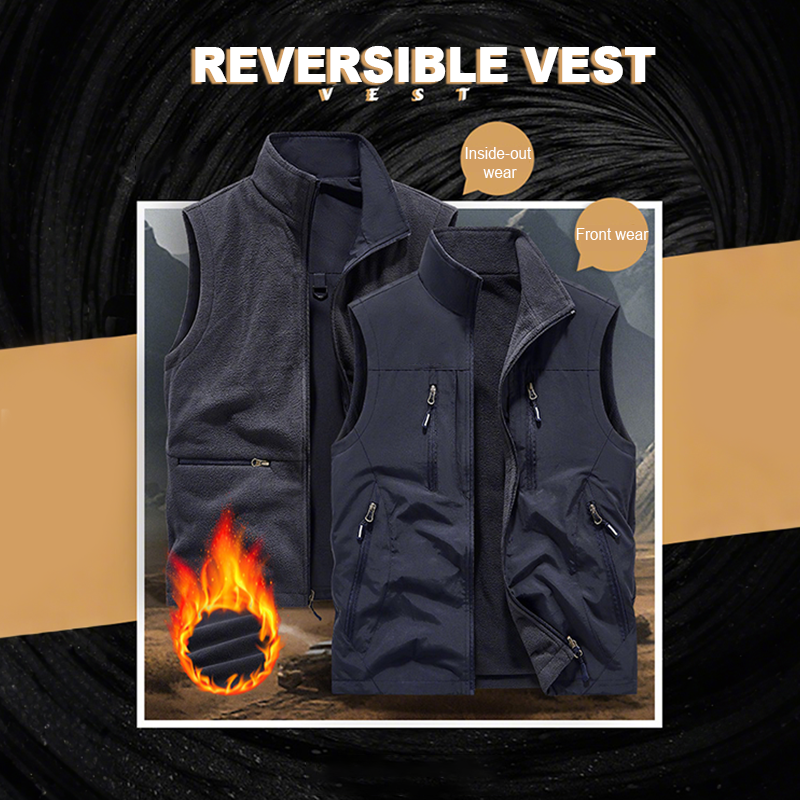Men's Oversized Sleeveless Vest Jacket with Pockets
