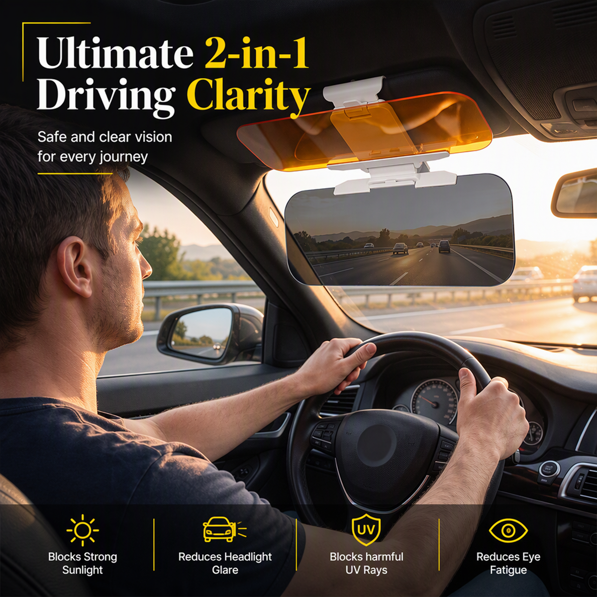 Universal HD Anti-Glare Car Visor for Day & Night