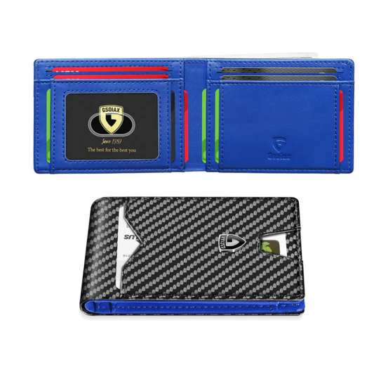 ⏳🔥LIMITED-TIME 50% OFF! ⏰RFID-Blocking Leather and Carbon Fiber Credit Card Holder