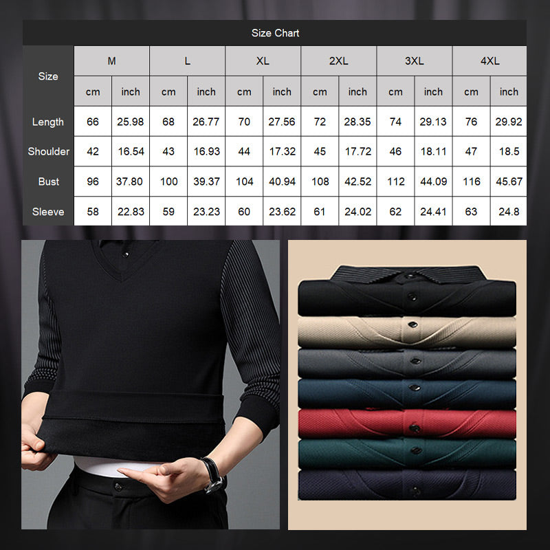 💕Men's Lapel Faux Two-Piece Knitted Shirt