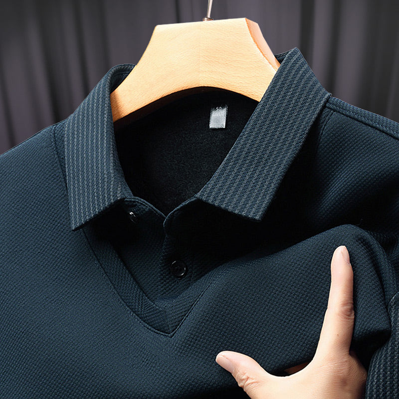 💕Men's Lapel Faux Two-Piece Knitted Shirt