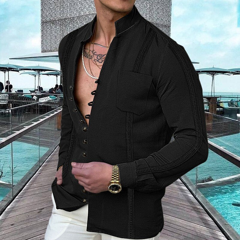📢📢50% OFF !!⏰Men's Linen Button Up Summer Beach Shirt