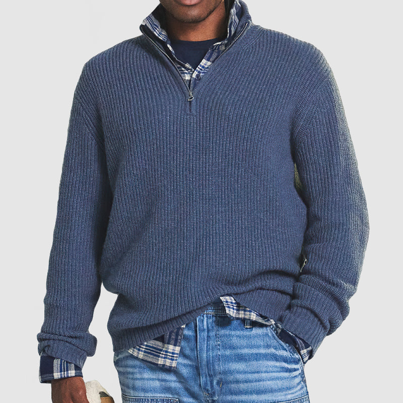 👔Men's Business Casual Zipper Sweater🚆Smooth Anti-Pill Knit, Tailored Fit & Stretch for Comfort (Machine Washable)